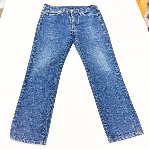 Levi's 541 Dark Wash Straight Leg Zip Fly Denim Jeans Size 34 x 30 - Picture 2 of 8